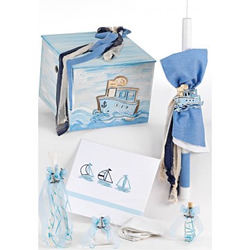 Σετ βάπτισης μπλέ καραβάκι ΣΕΤ ΒΑΠΤΙΣΗΣ ΑΓΟΡΙ